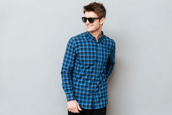 Picture of Men’s Blue & Black Check Shirt – Casual Slim Fit Cotton Shirt